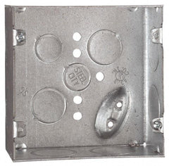 Thomas & Betts - 1 Gang, 1/2, 3/4 Inch Knockout, Nonweather Resistant, Square Outlet Box - 4-11/16 Inch Wide x 2-1/8 Inch Deep x 4-11/16 Inch High, Pre-Galvanized - Makers Industrial Supply