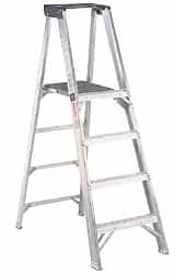 Made in USA - 4 Steps, 8 Ft. High, Type IAA Rating, Aluminum Platform - Makers Industrial Supply