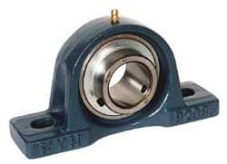 Value Collection - 1-1/4" ID, 3-21/32" OAW x 6-9/16" OAL x 3-21/32" OAH High Temperature Ball Bearing Pillow Block - 3,400 Lb Static Cap, 5,650 Lb Dyn Cap, 5" Btw Mnt Hole Ctrs, 1-7/8" Base-to-Ctr Ht, Cast Iron - Makers Industrial Supply