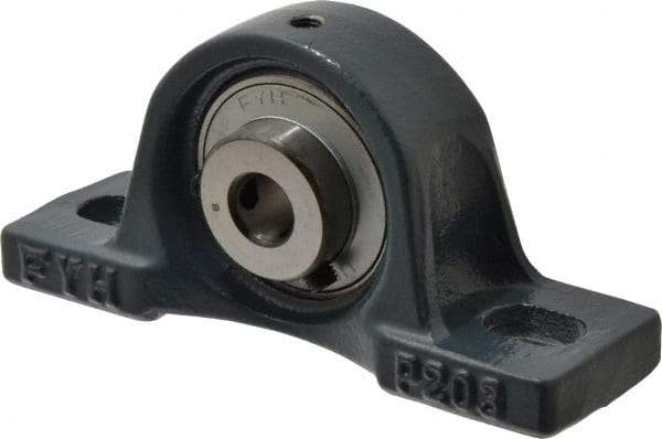 Value Collection - 1/2" ID, 2-3/8" OAW x 5" OAL x 2-3/8" OAH High Temperature Ball Bearing Pillow Block - 1,650 Lb Static Cap, 2,830 Lb Dyn Cap, 3-3/4" Btw Mnt Hole Ctrs, 1-3/16" Base-to-Ctr Ht, Cast Iron - Makers Industrial Supply