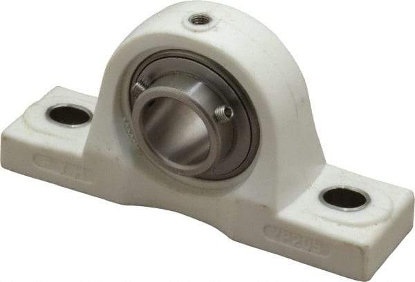 Value Collection - 1" ID, 5.5313" OAL x 2-25/32" OAH Pillow Block - 1,764 Lb Static Cap, 3,147 Lb Dyn Cap, 4-1/8" Btw Mnt Hole Ctrs, SS Thermoplastic - Makers Industrial Supply