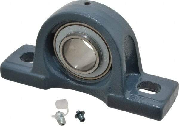 Value Collection - 1-1/4" ID, 3-5/16" OAW x 6-1/2" OAL x 3-5/16" OAH High Temperature Ball Bearing Pillow Block - 2,500 Lb Static Cap, 4,300 Lb Dyn Cap, 4-3/4" Btw Mnt Hole Ctrs, 1-11/16" Base-to-Ctr Ht, Cast Iron - Makers Industrial Supply