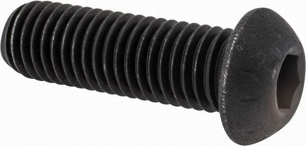 Value Collection - 5/8-11 UNC Hex Socket Drive, Button Screw - Alloy Steel, Black Oxide Finish, Fully Threaded, 2" Length Under Head - Makers Industrial Supply