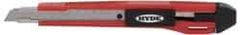 Hyde Tools - Snap Utility Knife - 9mm Blade, Red & Black Polystyrene (High Impact) Handle, 3 Blades Included - Makers Industrial Supply