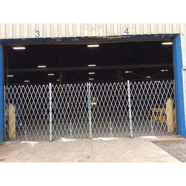 Illinois Engineered Products - 7' High Bi-Parting Folding Gates - Galvanized Steel, Silver - Makers Industrial Supply