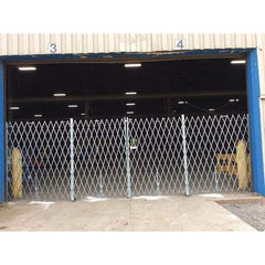 Illinois Engineered Products - 7' High Bi-Parting Folding Gates - Galvanized Steel, Silver - Makers Industrial Supply