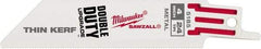 Milwaukee Tool - 4" Long x 3/4" Thick, Steel Reciprocating Saw Blade - Straight Profile, 24 TPI, Toothed Edge, Universal Shank - Makers Industrial Supply