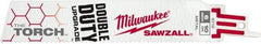 Milwaukee Tool - 6" Long x 1" Thick, Steel Reciprocating Saw Blade - Straight Profile, 10 TPI, Toothed Edge, Universal Shank - Makers Industrial Supply