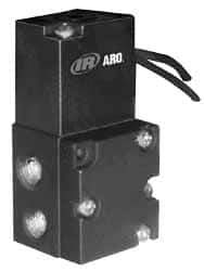 ARO/Ingersoll-Rand - 1/8", 4-Way Stacking Solenoid Valve with Speed Control - 12 VDC, 0.2 CV Rate, 2.4" High - Makers Industrial Supply