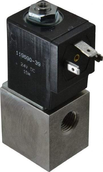 ARO/Ingersoll-Rand - 1/4", CAT Series 3-Way 2-Position Body Ported Stacking Solenoid Valve - 24 VDC, 0.2 CV Rate, 3-1/2" High - Makers Industrial Supply