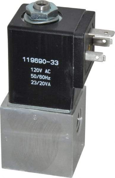 ARO/Ingersoll-Rand - 1/4", CAT Series 3-Way 2-Position Body Ported Stacking Solenoid Valve - 120 VAC, 0.2 CV Rate, 3-1/2" High - Makers Industrial Supply