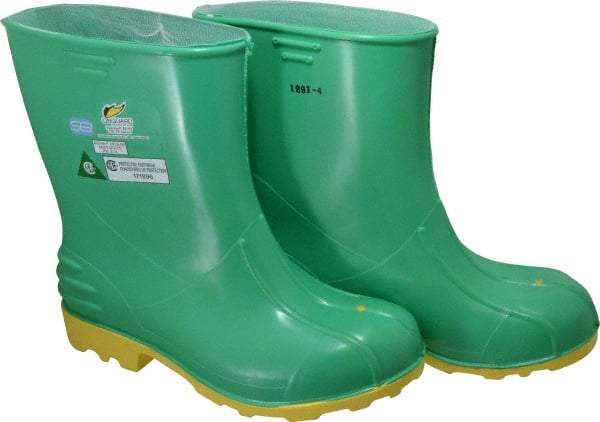 Dunlop Protective Footwear - Men's Size 9-10 Medium Width Steel Knee Boot - Green, PVC Upper, 11" High, Chemical Resistant, Non-Slip - Makers Industrial Supply