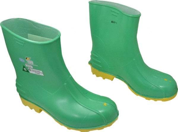 Dunlop Protective Footwear - Men's Size 13-15 Medium Width Steel Knee Boot - Green, PVC Upper, 11" High, Chemical Resistant, Non-Slip - Makers Industrial Supply