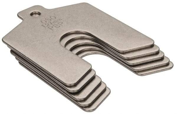 Made in USA - 5 Piece, 2 Inch Long x 2 Inch Wide x 0.05 Inch Thick, Slotted Shim Stock - Stainless Steel, 5/8 Inch Wide Slot - Makers Industrial Supply