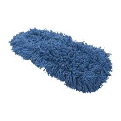 Rubbermaid - 18" Long x 5" Wide Synthetic Dust Mop Head - Slip-On/Slip-Through Backing, Blue, Twisted Loop Head - Makers Industrial Supply