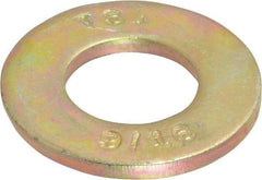 Value Collection - 9/16" Screw, Grade 8 Steel SAE Flat Washer - 19/32" ID x 1-3/16" OD, 3/32" Thick, Zinc Yellow Dichromate Finish - Makers Industrial Supply