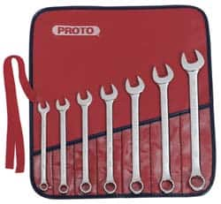 Proto - 7 Piece, 3/8 to 3/4", 12 Point, Combination Wrench Set - Inch System of Measurement, Full Polish Finish, Comes in Vinyl Roll - Makers Industrial Supply