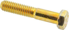 Made in USA - 3/8-16 UNC, 2" Length Under Head Hex Head Cap Screw - Partially Threaded, Grade 8 Alloy Steel, Zinc Yellow Dichromate Finish, 9/16" Hex - Makers Industrial Supply