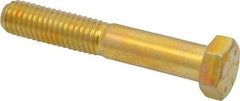 Made in USA - 1/2-13 UNC, 3" Length Under Head Hex Head Cap Screw - Partially Threaded, Grade 8 Alloy Steel, Zinc Yellow Dichromate Finish, 3/4" Hex - Makers Industrial Supply