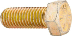 Made in USA - 9/16-12 UNC, 1-1/2" Length Under Head Hex Head Cap Screw - Fully Threaded, Grade 8 Alloy Steel, Zinc Yellow Dichromate Finish, 13/16" Hex - Makers Industrial Supply