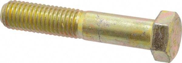 Made in USA - 9/16-12 UNC, 3" Length Under Head Hex Head Cap Screw - Partially Threaded, Grade 8 Alloy Steel, Zinc Yellow Dichromate Finish, 13/16" Hex - Makers Industrial Supply