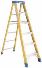 Made in USA - 6 Steps, 12 Ft. High, Type IA Rating, Fiberglass Step Ladder - Makers Industrial Supply