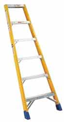 Made in USA - 12 Ft. High, Type IA Rating, Fiberglass Shelf Ladder - Makers Industrial Supply