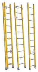 Made in USA - 16' High, Type IAA Rating, Fiberglass Extension Ladder - Makers Industrial Supply