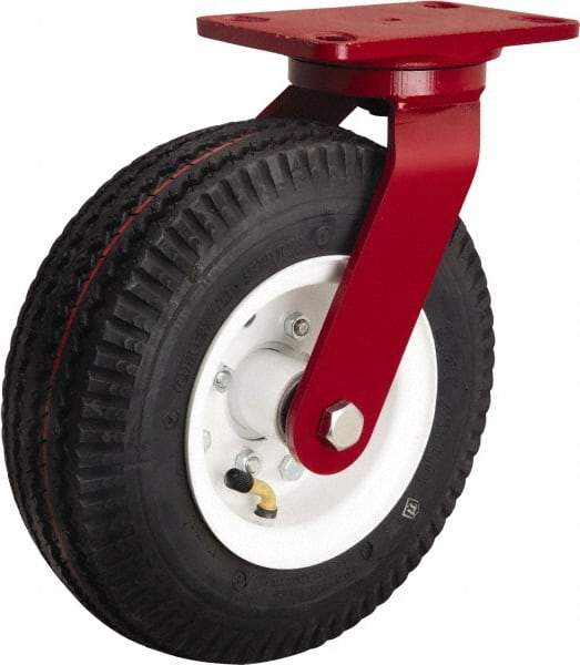 Hamilton - 10" Diam, Rubber Swivel Caster - 480 Lb Capacity, Top Plate Mount, 4-1/2" x 6-1/2" Plate, Tapered Roller Bearing - Makers Industrial Supply