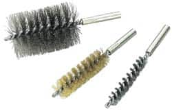 Value Collection - 2-1/2" Diam Helical Steel Tube Brush - Single Spiral, 0.012" Filament Diam, 4" Brush Length, 7" OAL, 1/2-12 Male Shank - Makers Industrial Supply