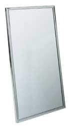 Made in USA - 18 Inch Wide x 36 Inch High, Theft Resistant Rectangular Glass Washroom Mirror - Stainless Steel Frame - Makers Industrial Supply