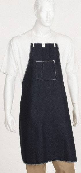 Ansell - 28 x 36" General Purpose Bib Apron - Denim, 14 oz Material, Blue, 1 Pocket, Tie Waist & Neck Strap Closure - Makers Industrial Supply