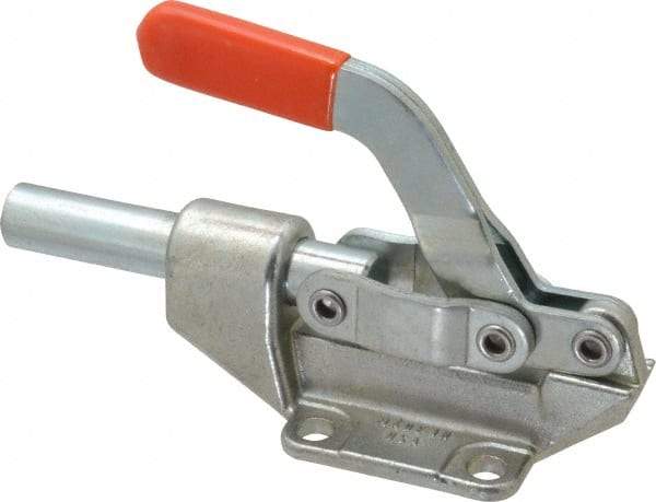 Lapeer - 850 Lb Load Capacity, Flanged Base, Carbon Steel, Standard Straight Line Action Clamp - 4 Mounting Holes, 0.33" Mounting Hole Diam, 5/8" Plunger Diam, Straight Handle - Makers Industrial Supply