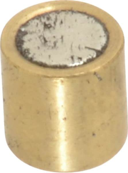 Mag-Mate - 1/4" Diam x 1/4" High, 0.63 Lb Average Pull Force, 1-1/4 Lb Max Pull Force, Neodymium Rare Earth Shielded Magnet - Brass Shield, 0.032" Shielding Wall Thickness - Makers Industrial Supply