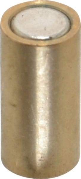 Mag-Mate - 1/4" Diam x 1/2" High, 0.75 Lb Average Pull Force, 1-1/2 Lb Max Pull Force, Neodymium Rare Earth Shielded Magnet - Brass Shield, 0.032" Shielding Wall Thickness - Makers Industrial Supply