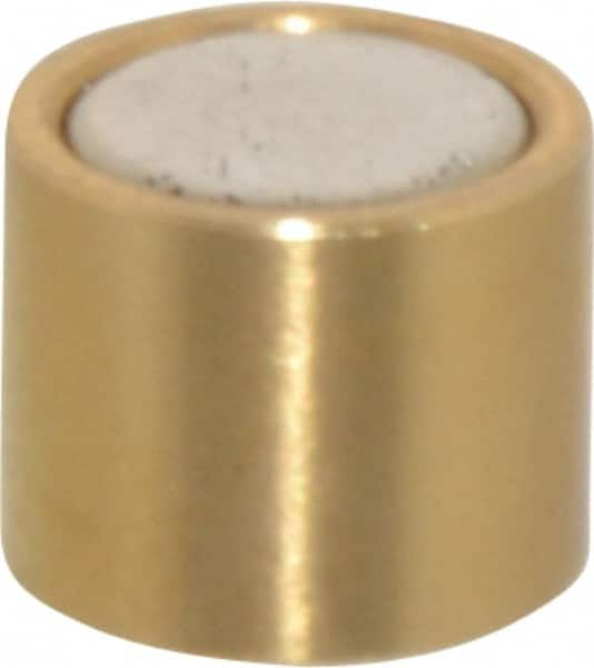 Mag-Mate - 5/16" Diam x 1/4" High, 1 Lb Average Pull Force, 2 Lb Max Pull Force, Neodymium Rare Earth Shielded Magnet - Brass Shield, 0.032" Shielding Wall Thickness - Makers Industrial Supply