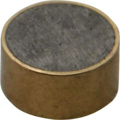 Mag-Mate - 3/4" Diam x 3/8" High, 6-1/2 Lb Average Pull Force, 13 Lb Max Pull Force, Neodymium Rare Earth Shielded Magnet - Brass Shield, 0.062" Shielding Wall Thickness - Makers Industrial Supply