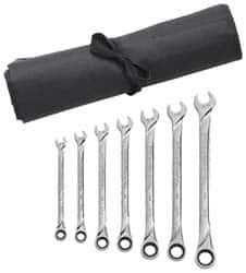 GearWrench - 7 Piece, 3/8" to 3/4", 12 Point Combination Wrench Set - Inch Measurement Standard, Full Polish Finish, Comes in Vinyl Pouch - Makers Industrial Supply