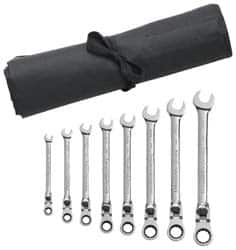 GearWrench - 8 Piece, 5/16" to 3/4", 12 Point Combination Wrench Set - Inch Measurement Standard, Chrome Finish, Comes in Vinyl Roll - Makers Industrial Supply