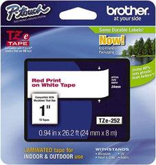 Brother - 7.8" Wide, Red on White Label Tape - For Label Maker - Makers Industrial Supply