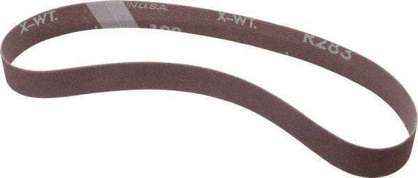 Norton - 3/4" Wide x 20-1/2" OAL, 100 Grit, Aluminum Oxide Abrasive Belt - Aluminum Oxide, Fine, Coated, Cloth Backing, Series R283 - Makers Industrial Supply