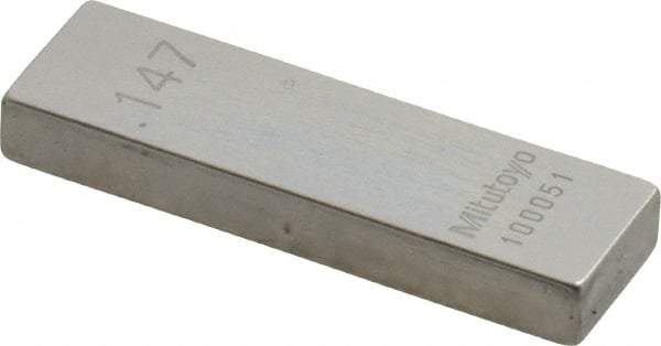 Mitutoyo - 0.147" Rectangular Steel Gage Block - Accuracy Grade AS-1, Includes Certificate of Inspection - Makers Industrial Supply