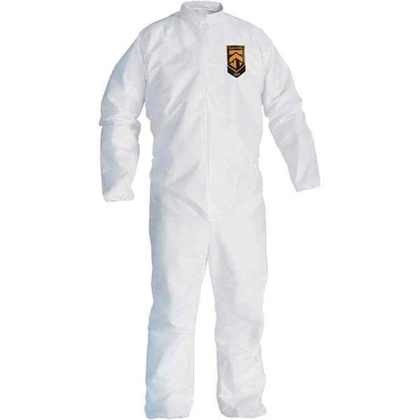 KleenGuard - Size 3XL SMS General Purpose Coveralls - White, Zipper Closure, Open Cuffs, Open Ankles, Serged Seams - Makers Industrial Supply