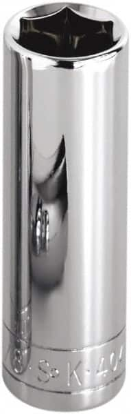 SK - 1-1/4", 1/2" Drive, Deep Hand Socket - 6 Points, Steel, Chrome Finish - Makers Industrial Supply