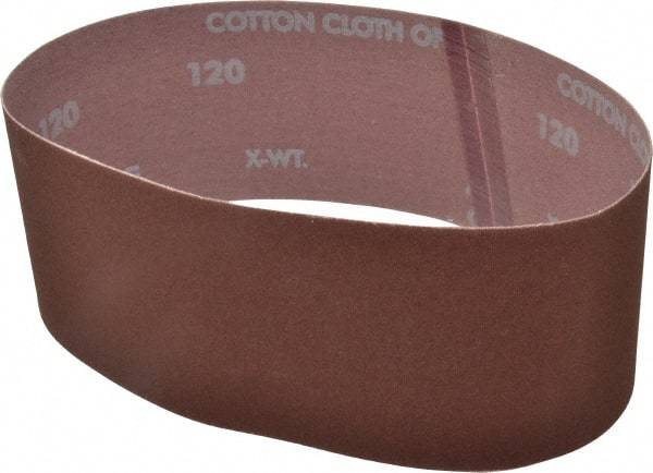 Norton - 3" Wide x 21" OAL, 120 Grit, Aluminum Oxide Abrasive Belt - Aluminum Oxide, Fine, Coated, X Weighted Cloth Backing, Series R228 - Makers Industrial Supply