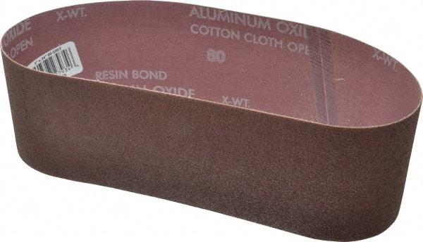 Norton - 3" Wide x 24" OAL, 80 Grit, Aluminum Oxide Abrasive Belt - Aluminum Oxide, Medium, Coated, X Weighted Cloth Backing, Series R228 - Makers Industrial Supply