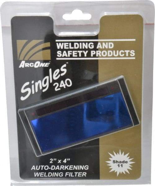 ArcOne - 4-1/4" Wide x 2" High, Lens Shade 11, Auto-Darkening Lens - 0.2" Thick, Green, Horizontal Mount - Makers Industrial Supply