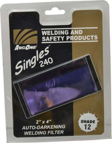 ArcOne - 4-1/4" Wide x 2" High, Lens Shade 12, Auto-Darkening Lens - 0.2" Thick, Green, Horizontal Mount - Makers Industrial Supply