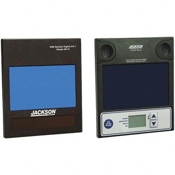 Jackson Safety - 4" Wide x 5" High, Lens Shade 9 to 13, Auto-Darkening Lens - Blue, Vertical Mount - Makers Industrial Supply