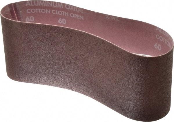 Norton - 4" Wide x 24" OAL, 60 Grit, Aluminum Oxide Abrasive Belt - Aluminum Oxide, Medium, Coated, X Weighted Cloth Backing, Series R228 - Makers Industrial Supply